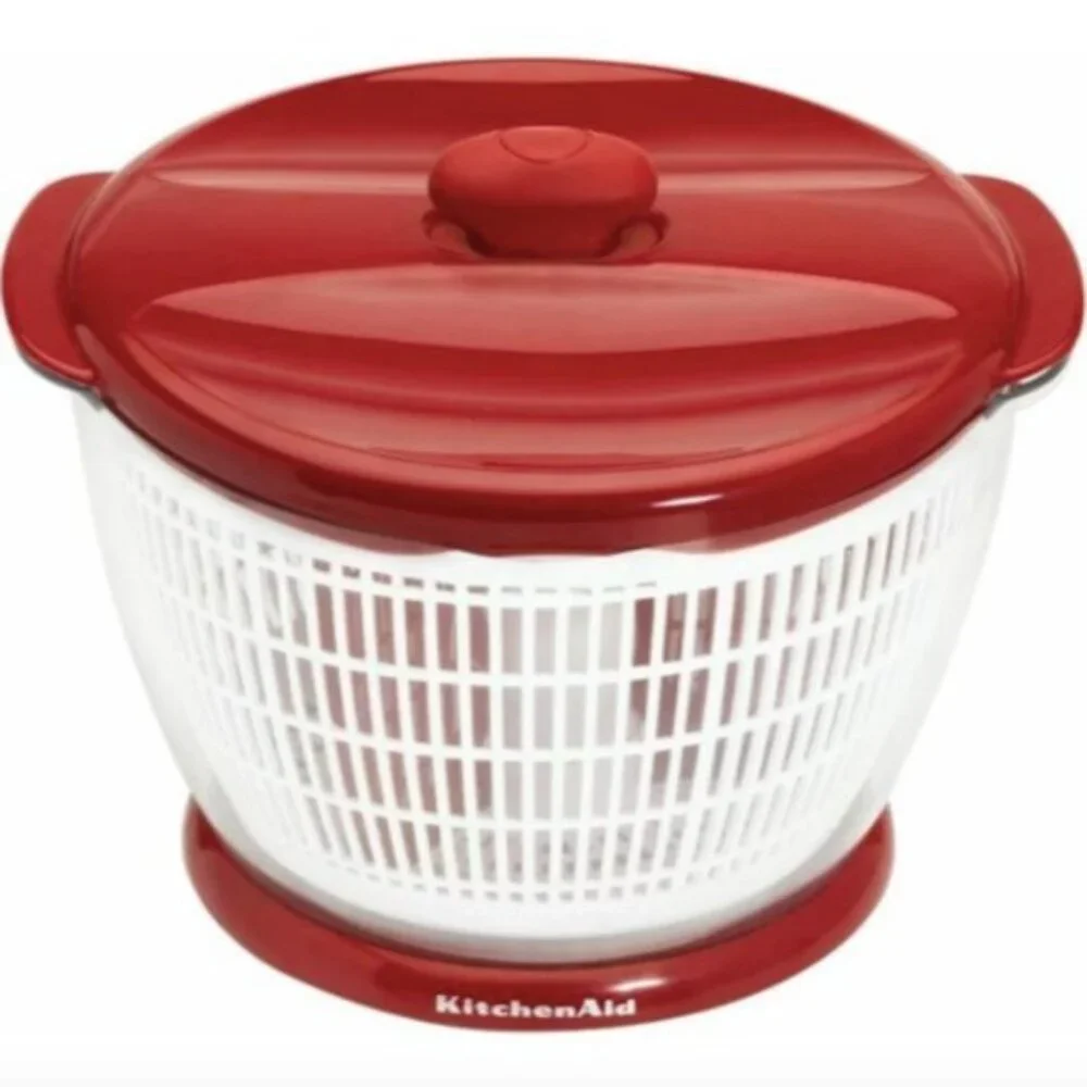 KitchenAid Salad Spinner Red White 6 quart- Spin , Serve and Store